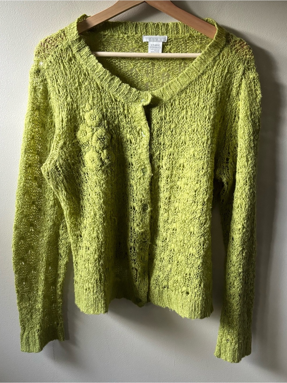Worthington Pea Green Lightweight Knit Cardigan